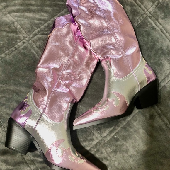 BRAND NEW Pink & Silver Glam Cowboy Boots - Picture 8 of 16